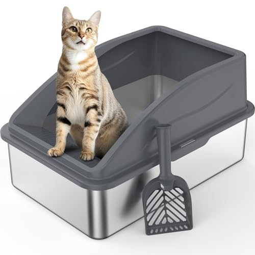 Stainless Steel Litter Box (Light Gray / X-Large)