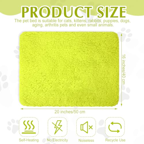 4 Pack Self Warming Cat Mat for Pets (16 x 20 Inch / Green)