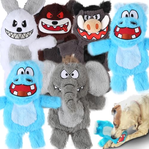 No Stuffing Squeaky Dog Toys Plush Chew toys for Small Medium Large Breed (6 pack)