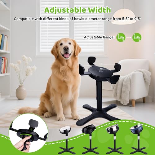 Elevated Adjustable Dog Bowl Stand (Black)