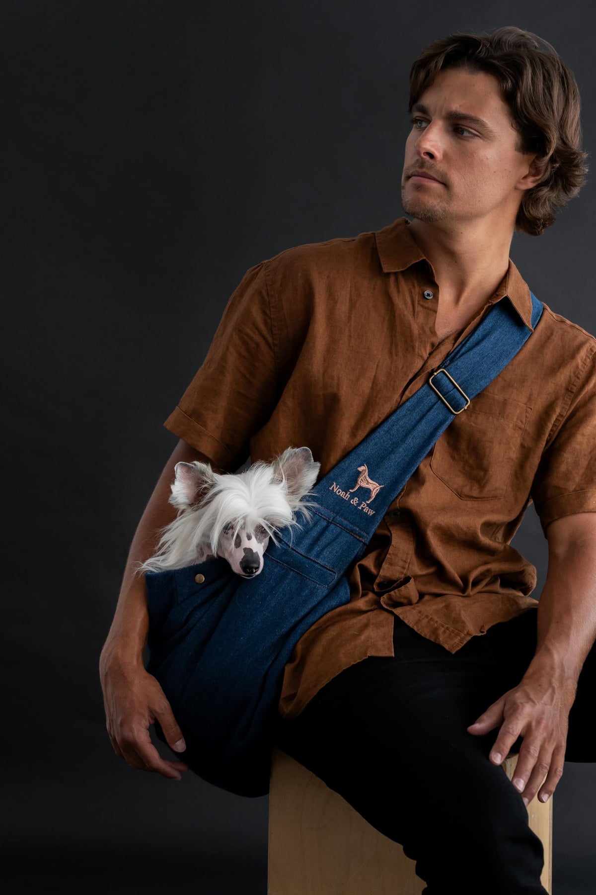 Dog Sling Carrier for Small Dogs 5 (Dark Blue (Denim) / 18.0"L x 10.0"W x 6.5"H)