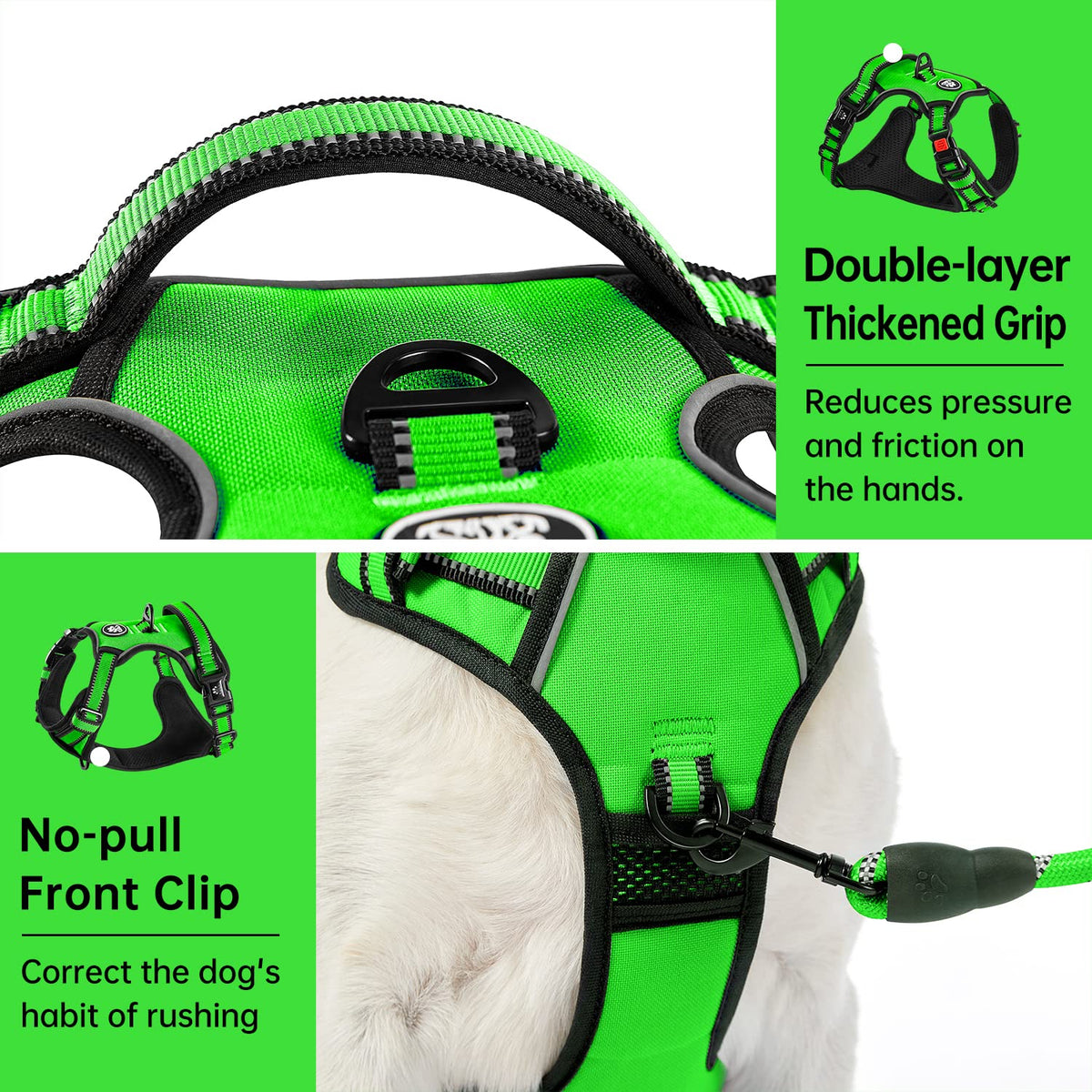 No Pull Dog Harness for Medium Dogs (Green / Medium)