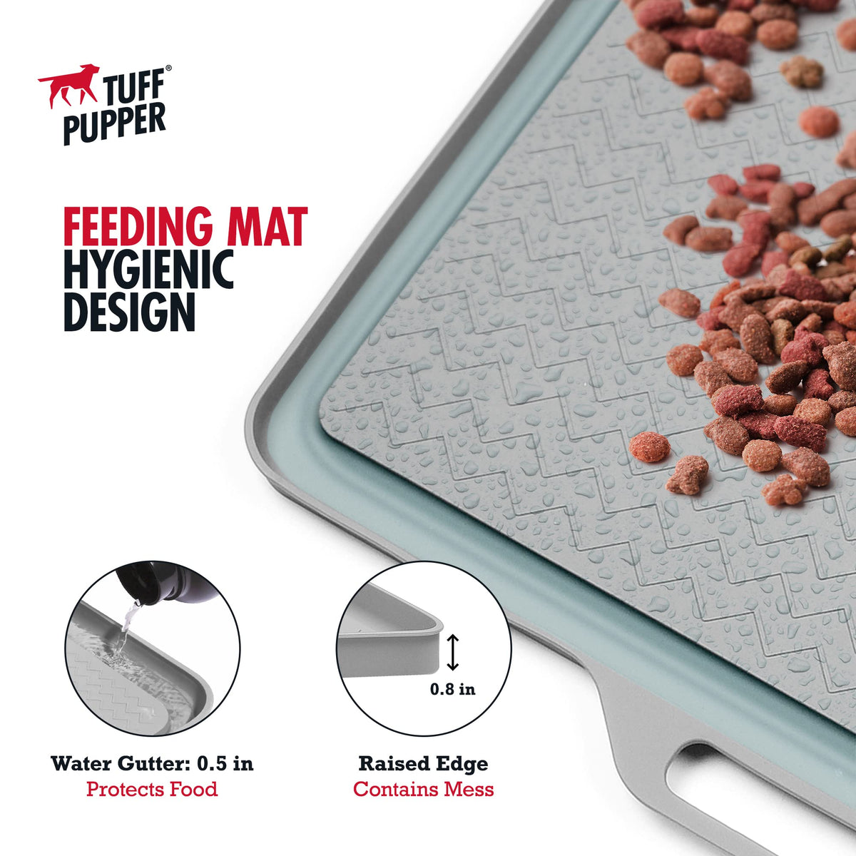 36x24 XXL Dog Feeding Mat for Food and Water (Gray / XX-Large - 36" x 24")