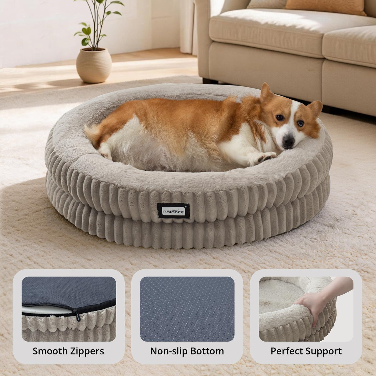 Donut Dog Bed (30.0"L x 30.0"W x 7.0"Th / Wind Chime)