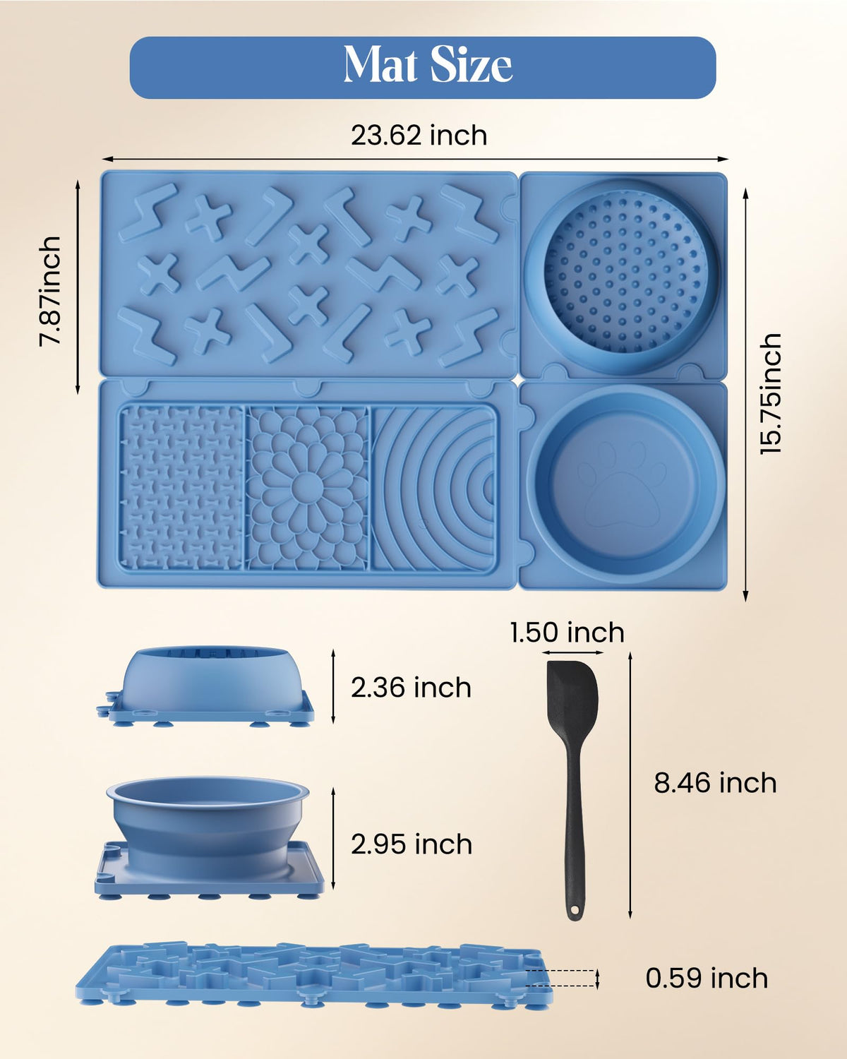 4-in-1 Detachable Dog Lick Mat Set with Suction Cups 24"x16"