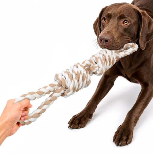 Dog Rope Toys for Aggressive Chewers (White-2 handles / Large)
