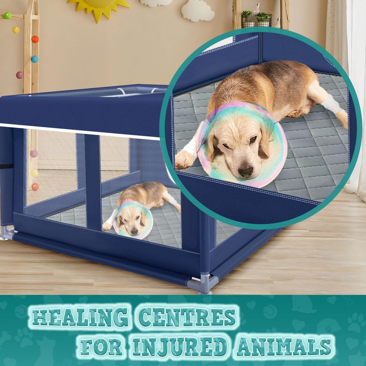 42x42 Inches Puppy Playpen with Cover&Dog Pads (Blue / 42x42 IN With Cover&Pad)