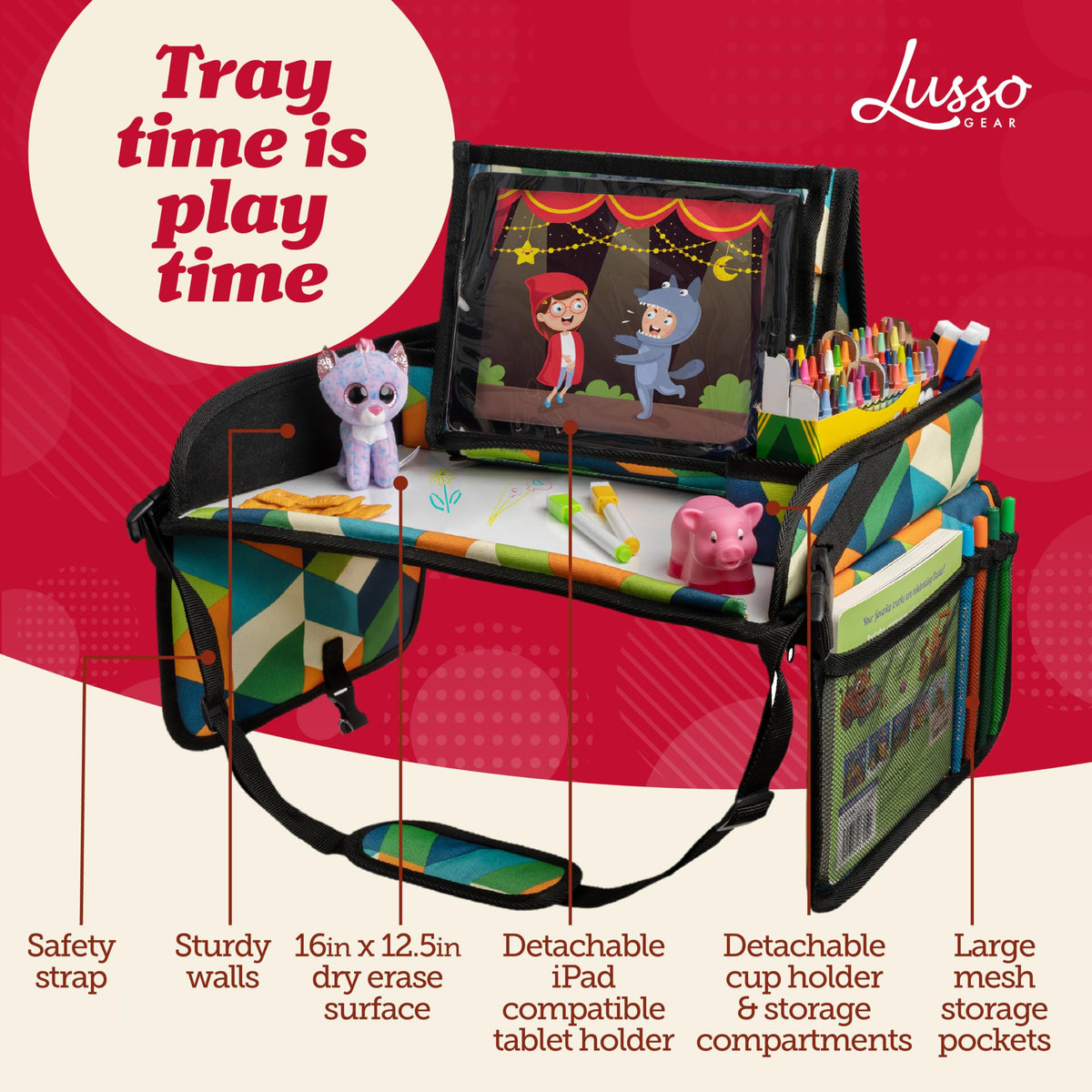 Kids Travel Tray for Toddlers & Kids (Geometric)