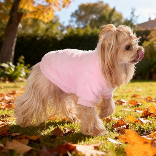 3 Pack Dog Sweater Clothes for Small Dogs Girls Boys Christmas (Pink+Purple+Peach / M(8.8-13.2lb))