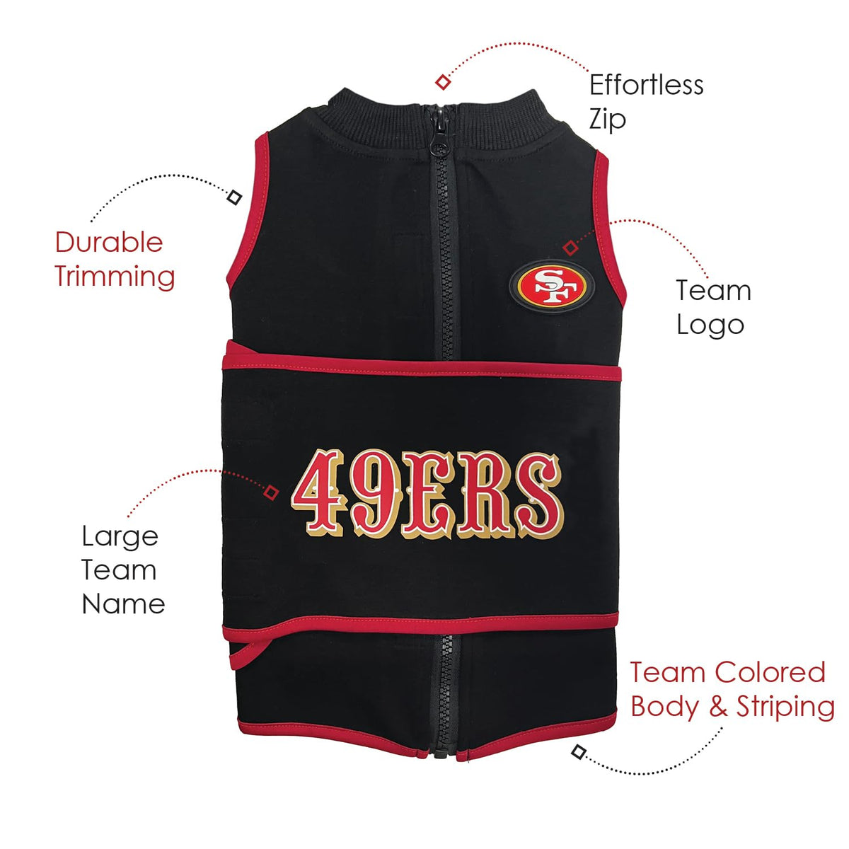 NFL SAN Francisco 49ERS Dog Anxiety Shirt Calming Soothing Solution Vest for Dogs (San Francisco 49ers / Large)
