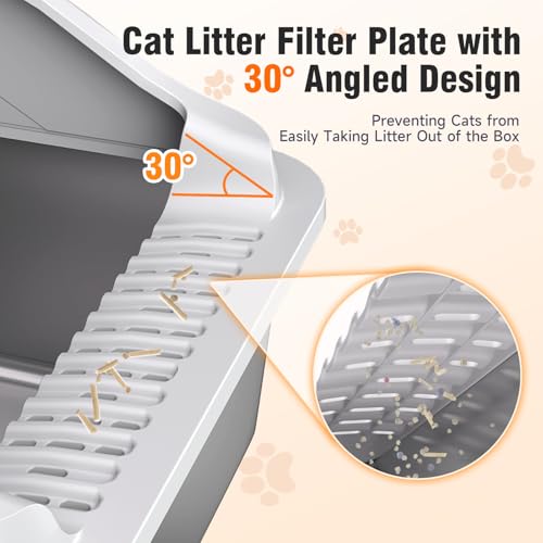 2PACK Stainless Steel Cat Litter Boxes XL Large Metal Pan Include Scoop (Light Grey)