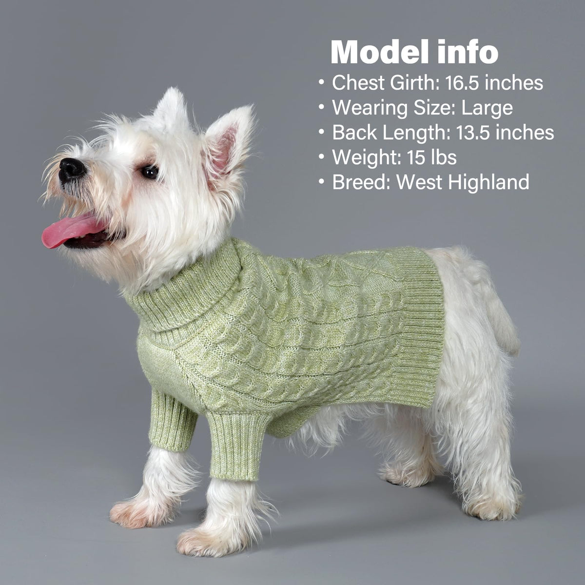 Dog Sweater for Small Dogs Turtleneck Thick Knit with Sleeves (Small / 10# Green)