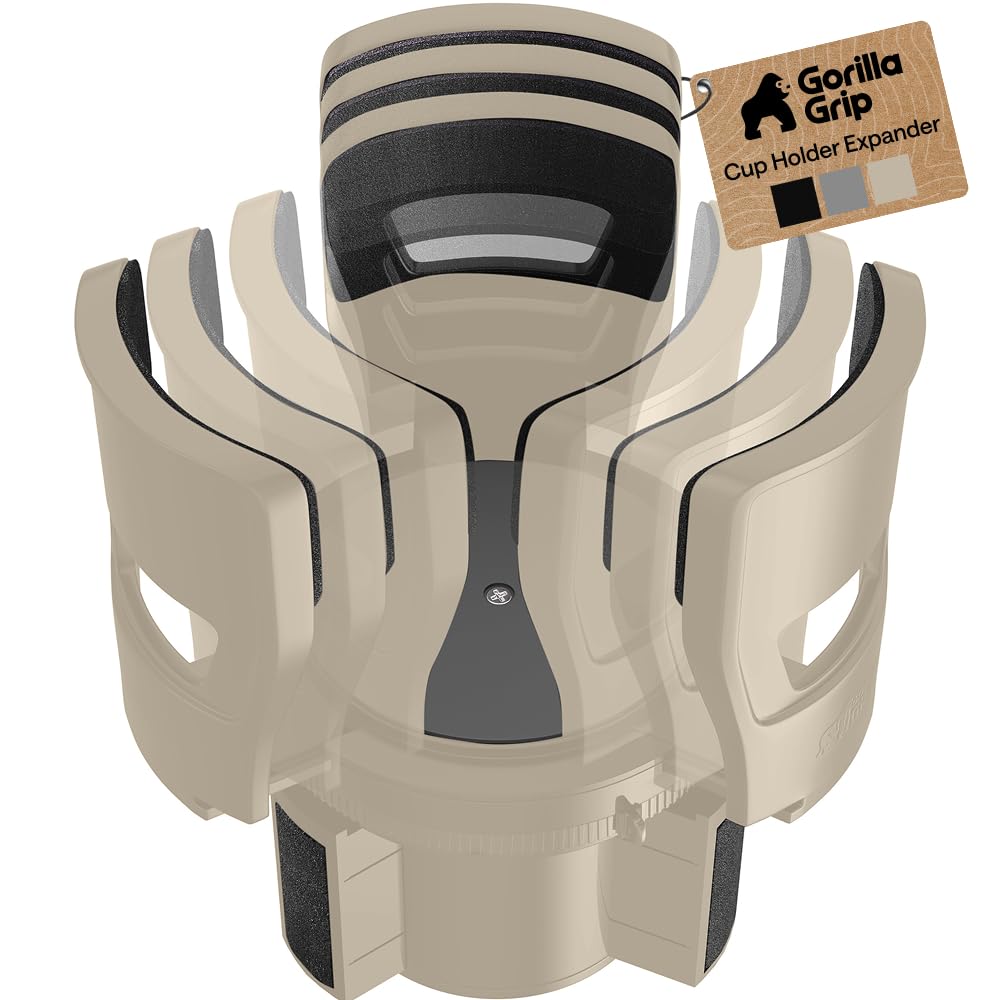 Patent Pending Adjustable Car Cup Holder Expander (Tan)