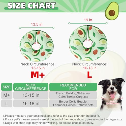 Inflatable Dog Cone Collar Alternative After Surgery (Avocado / M+ (Neck:13-15in))