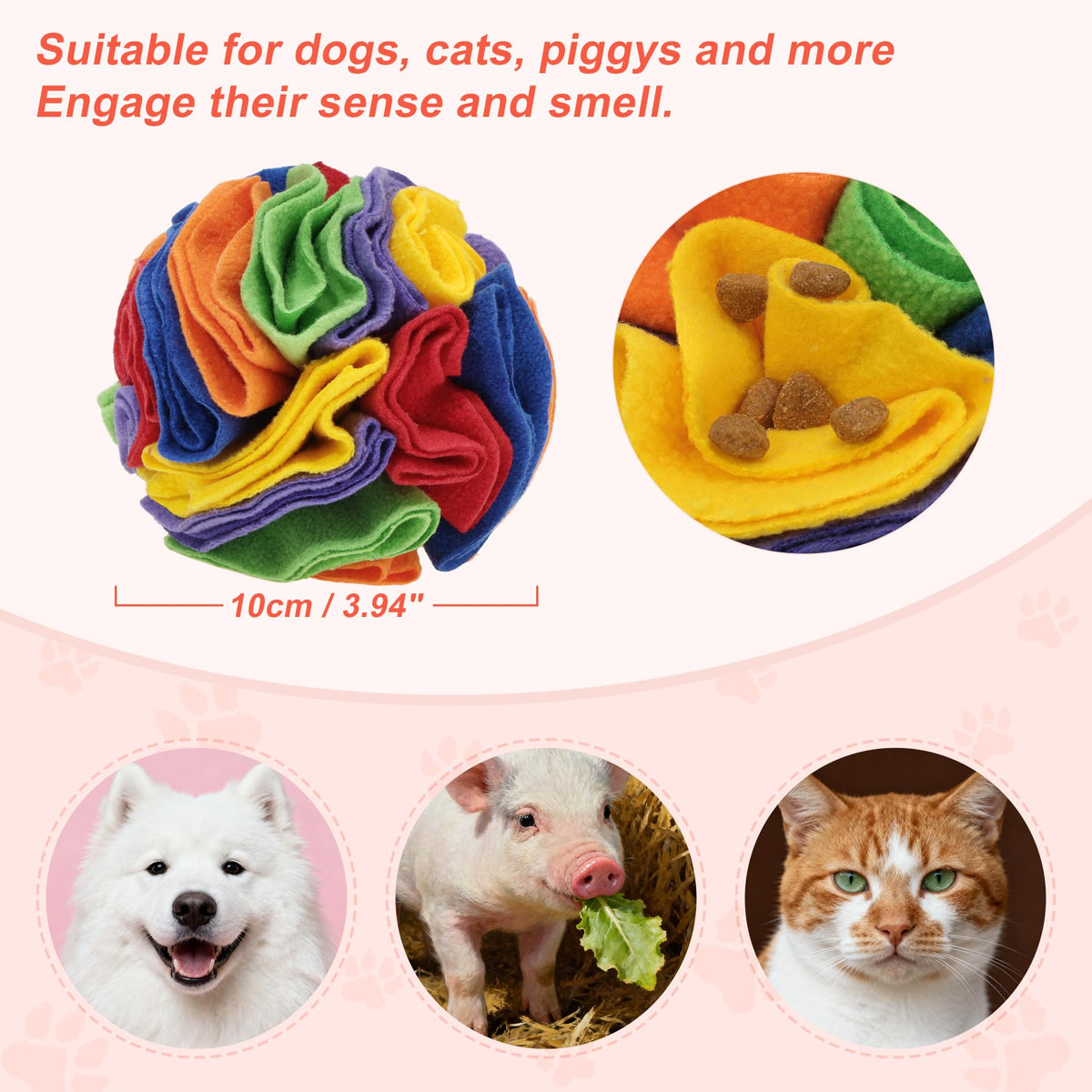 Snuffle Ball for Dogs (Rainbow / Small)