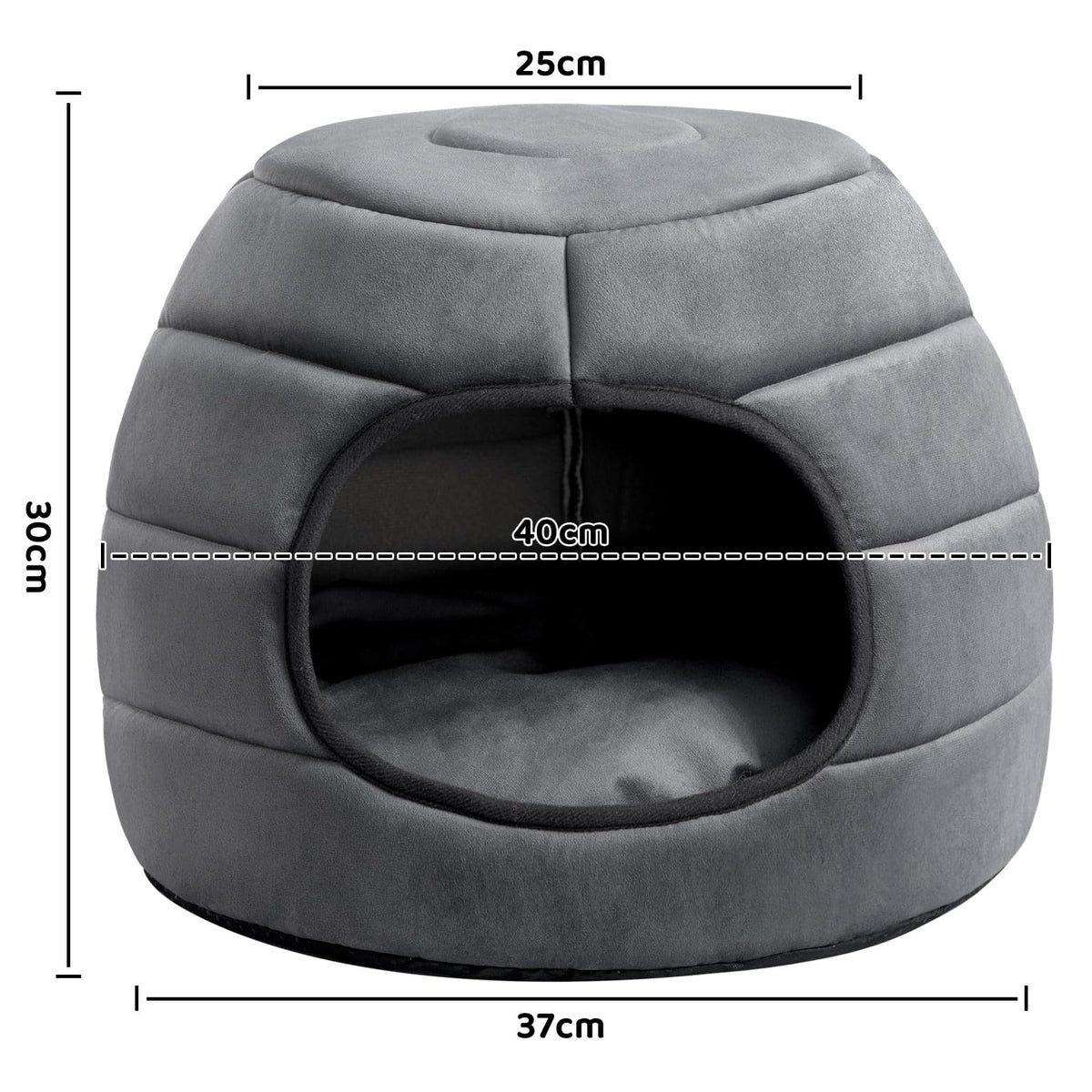 Cat Bed Cave for Indoor Cats for Pets up to 15 lbs (Dark Gray Igloo)
