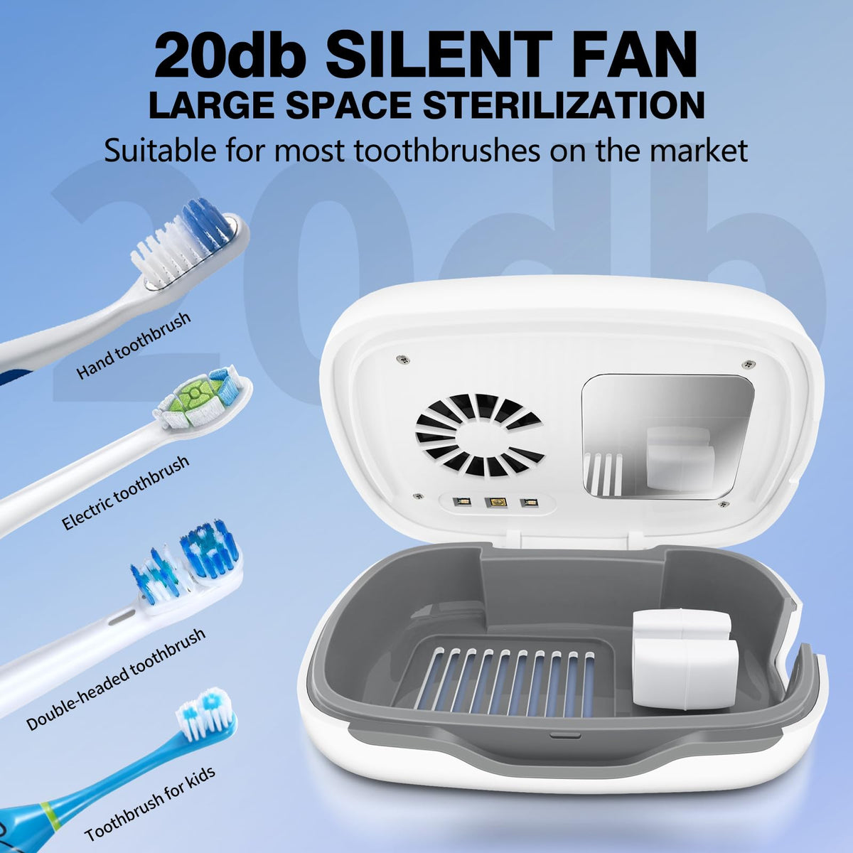 Toothbrush Covers Case and Holder with Light (White)