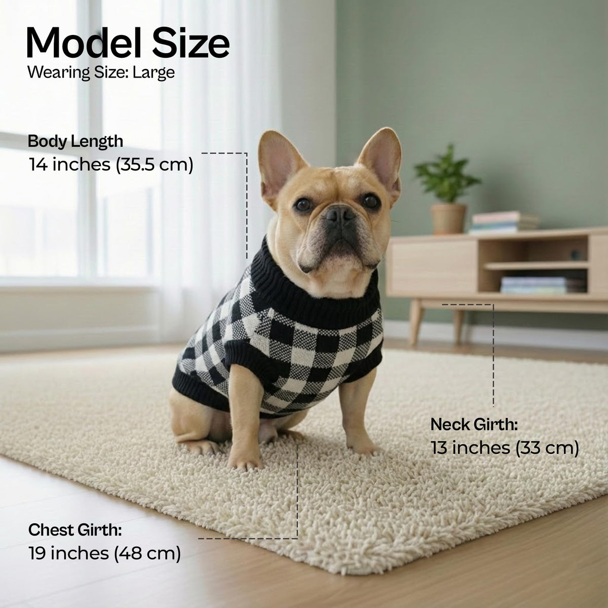 Dog Sweaters Cable Knit Dog Outfit (2XL / Checkered Black-n-White)