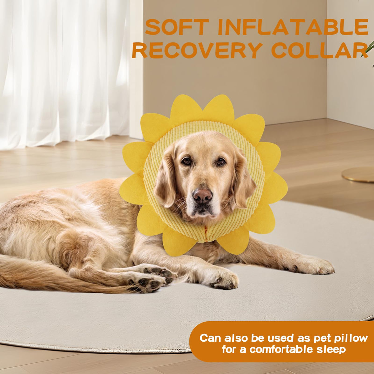 Inflatable Recovery Dog Collar (Sunflower / Large + (Neck:18''-20''))