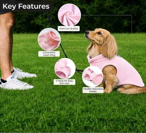 Dog Fleece Sweater w (L (10-16lbs) / Pink Lemonade)