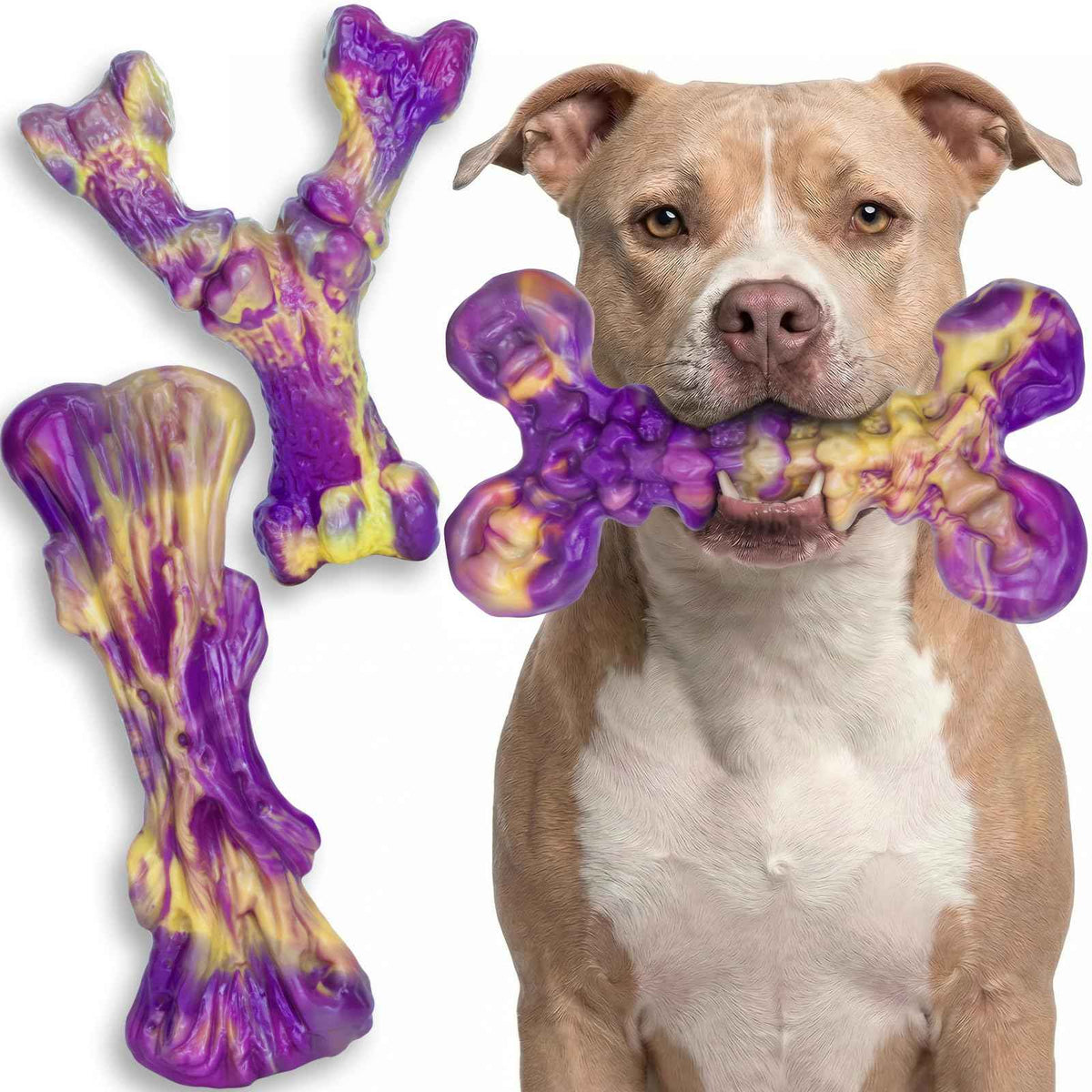 3 Pack Chicken Flavored Tough Dog Chew Toys for Aggressive Chewers