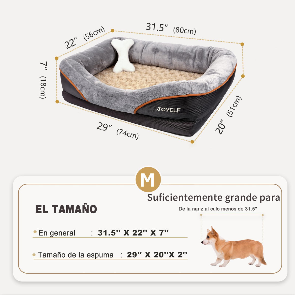 Medium Memory Foam Dog Bed Orthopedic Dog Bed & Sofa with Removable Washable Cover and Squeaker Toy as Gift (Medium-31.5"x22")