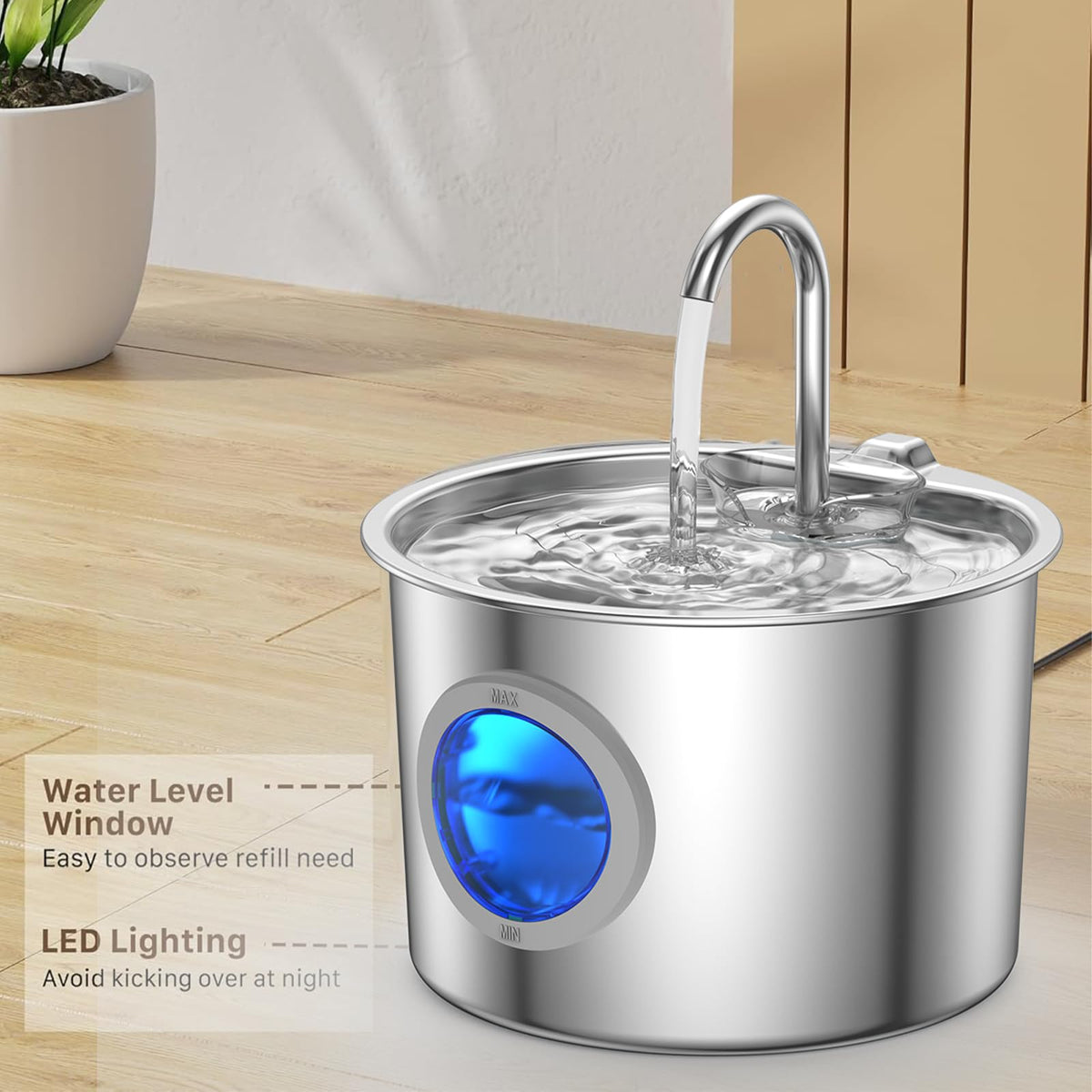 Cat Water Fountain Advanced 304 Stainless Steel 2.2L