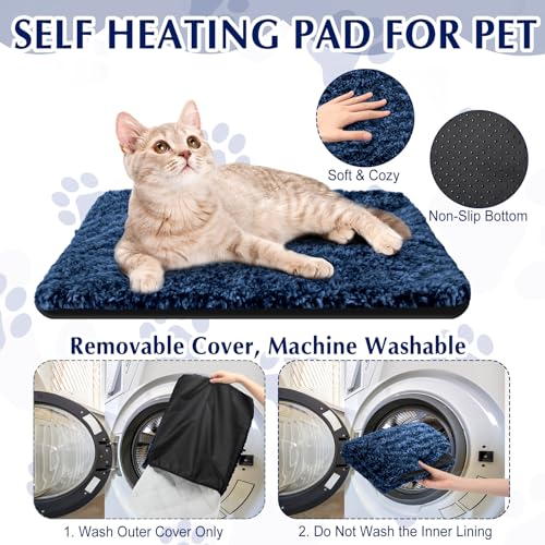 4 Pack Self Warming Cat Mat for Pets (16 x 20 Inch / Blue)