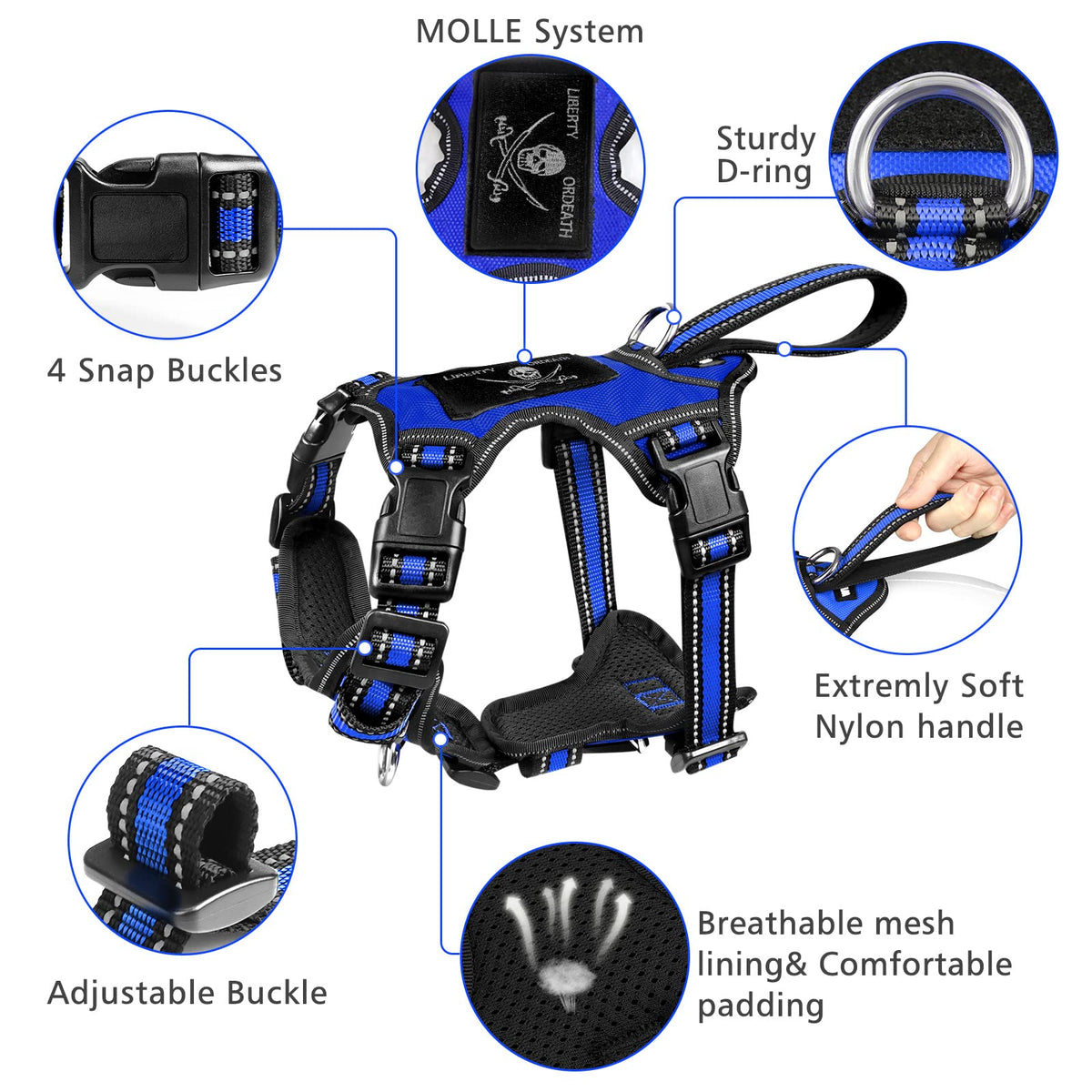 Pet Harness Collar and Leash Set (Small / Dark Blue)