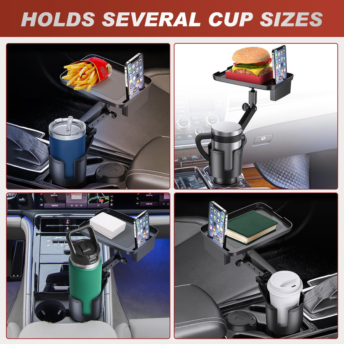 Cup Holder Expander for Car (Cup Holder+Tray)