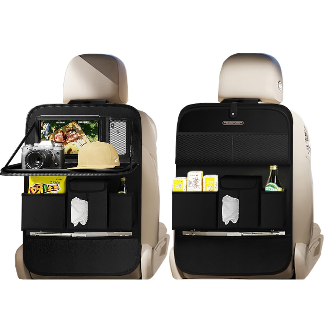 Car Seat Organizers (Plain Black / 2 Pcs)