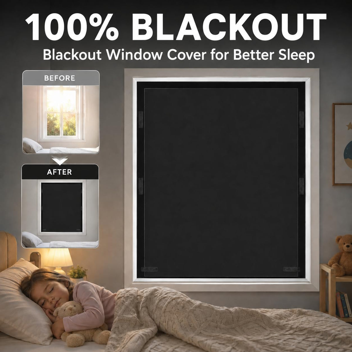 100% Blackout Curtains for Bedroom (57"W x 39"H)
