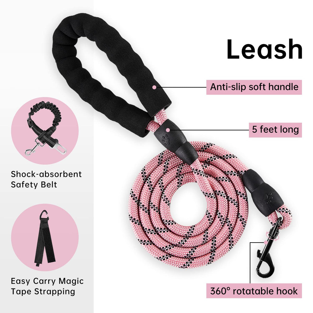 No Pull Dog Harness for Large Dogs (Pink / Large)