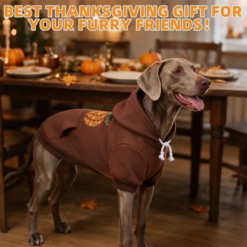 Thanksgiving Dog Hoodie for Medium Large Dogs (Khaki / X-Large)