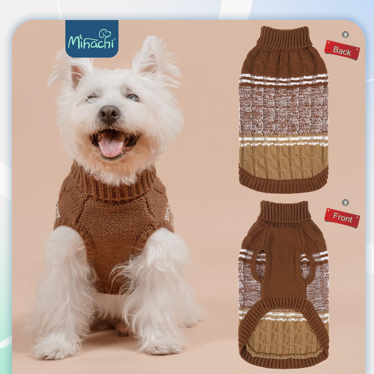 Dog Sweaters for Large Dogs Girl Boy (Large / #1 Beige)