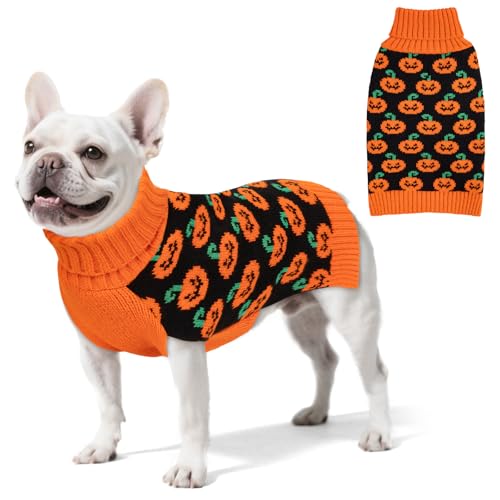 Dog Halloween Sweater for Medium Dog Pumpkin Outfit for Holiday Wear (X-Large (19-27lbs) / 02#Halloween)