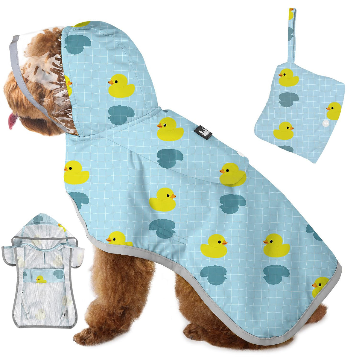 Dog Raincoat Waterproof Dog Rain Jacket with Clear Hooded (Duck Pattern / X-Small)