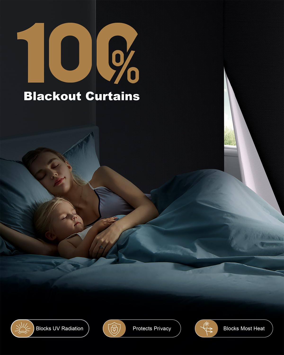 Portable Blackout Curtains for Bedroom (Black / 36W*36L)