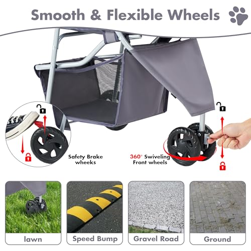 3 Wheel Pet Stroller for Dogs and Cats (Silver Gray / 29.1" x 17.7" x 39.4")