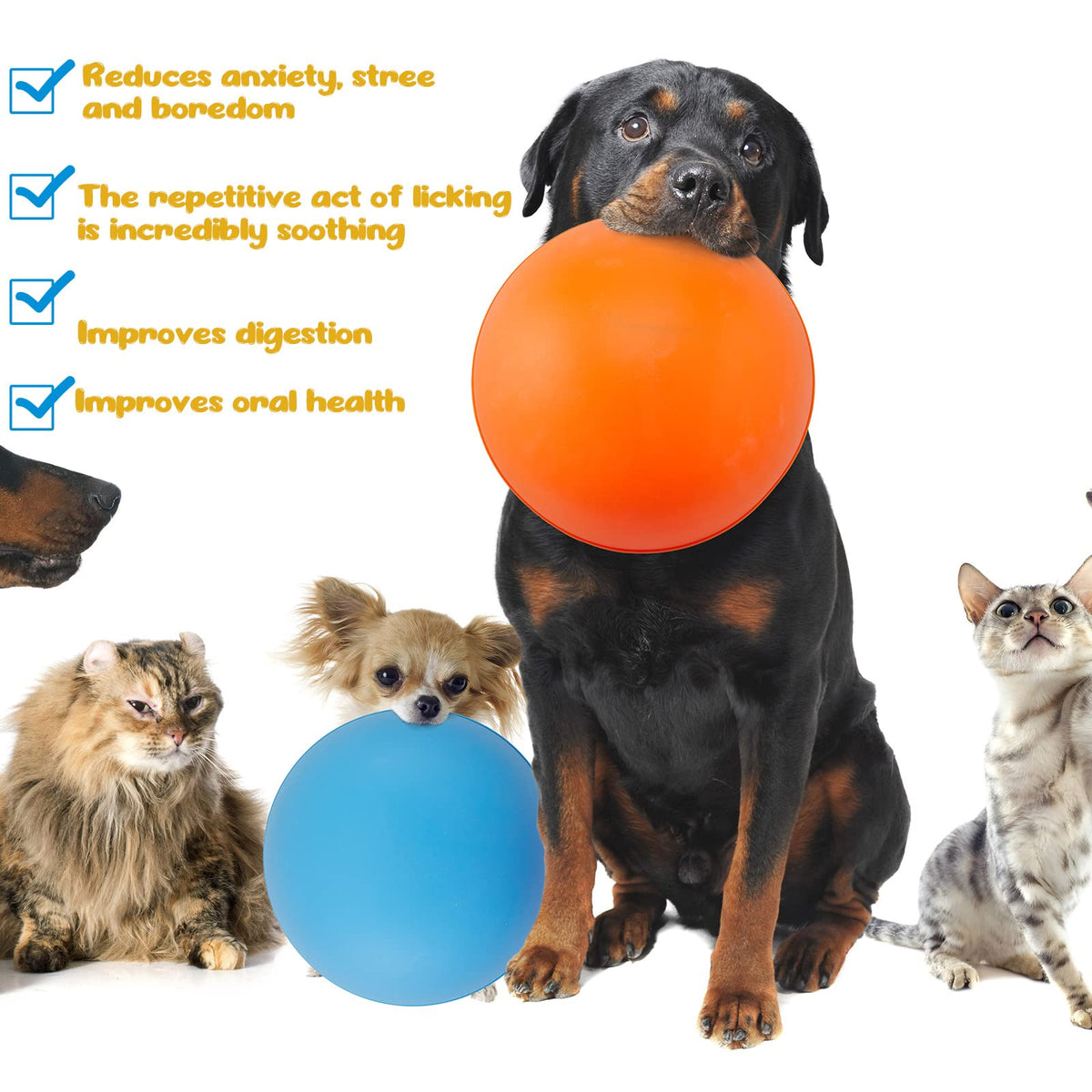 2 Pcs Dog Lick Bowl (Blue, Orange)
