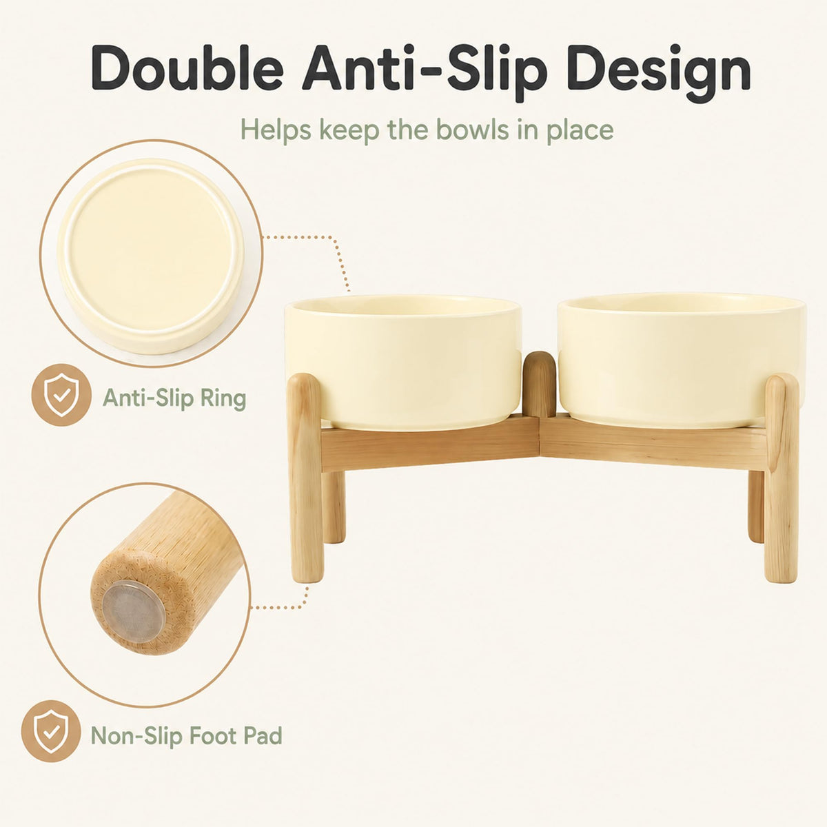 Ceramic Dog Bowls Elevated (Light Yellow)