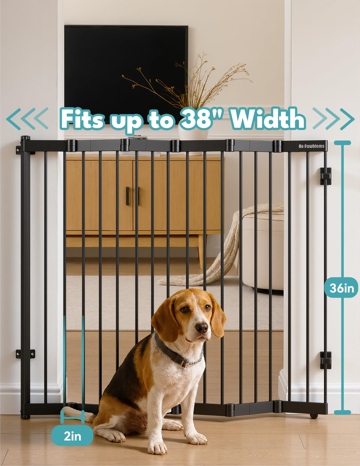 Retractable Safety Gate (Black / 38" Wide, 36" Tall)