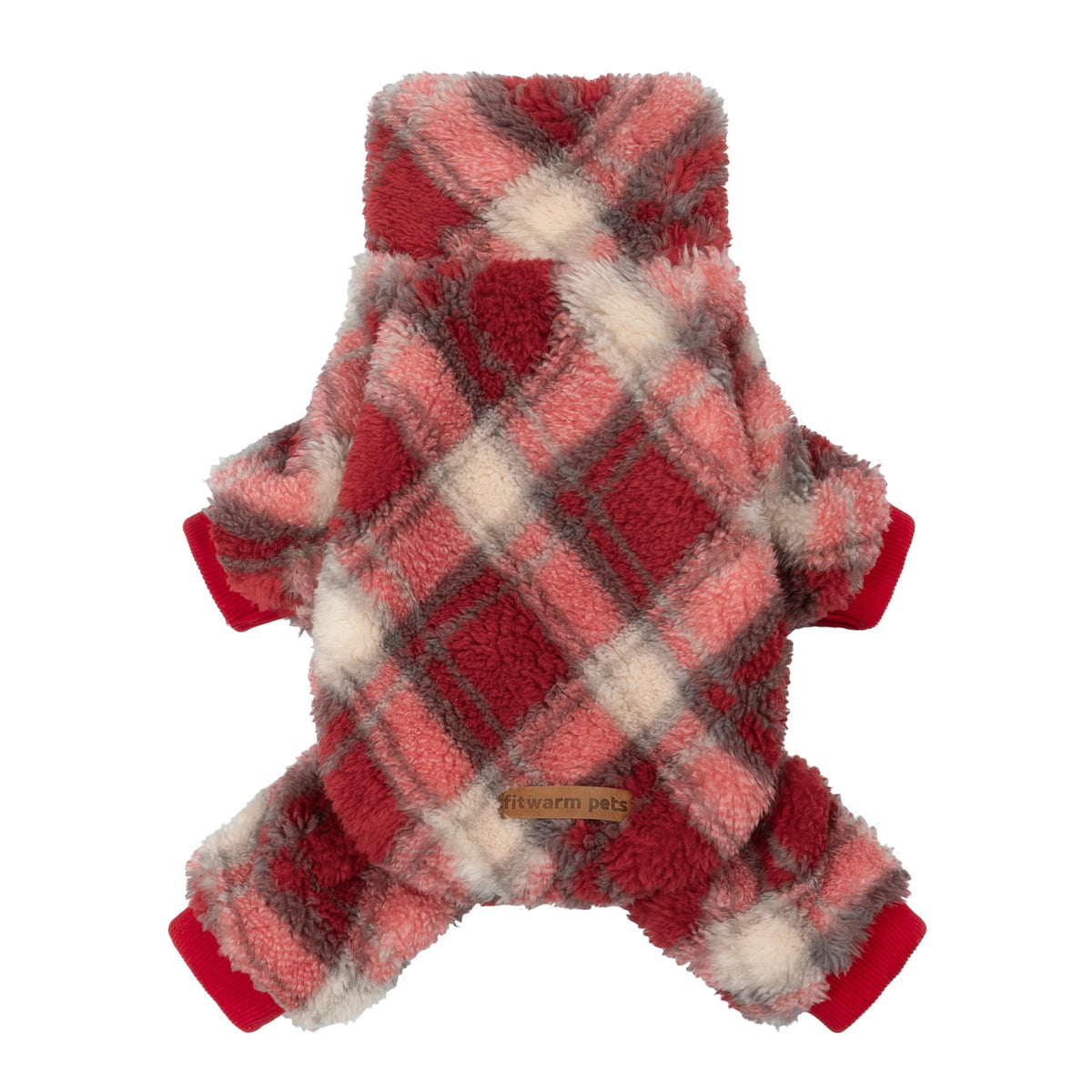 Collared Neck Plaid Dog Pajamas (X-Large / Red-White)