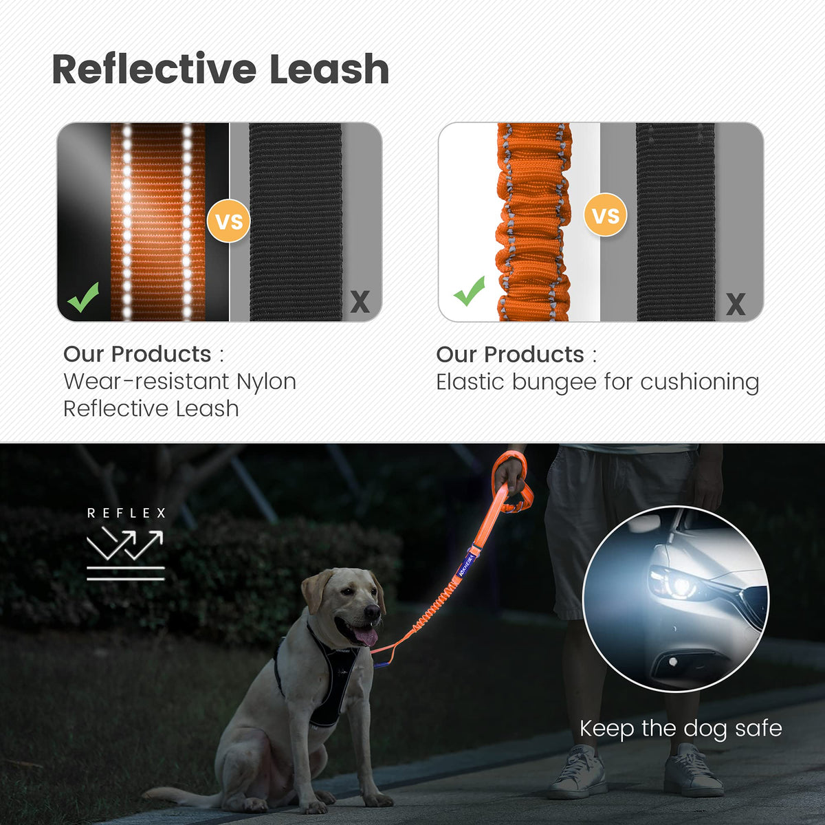 Orange Leash for Large Dogs (Orange)
