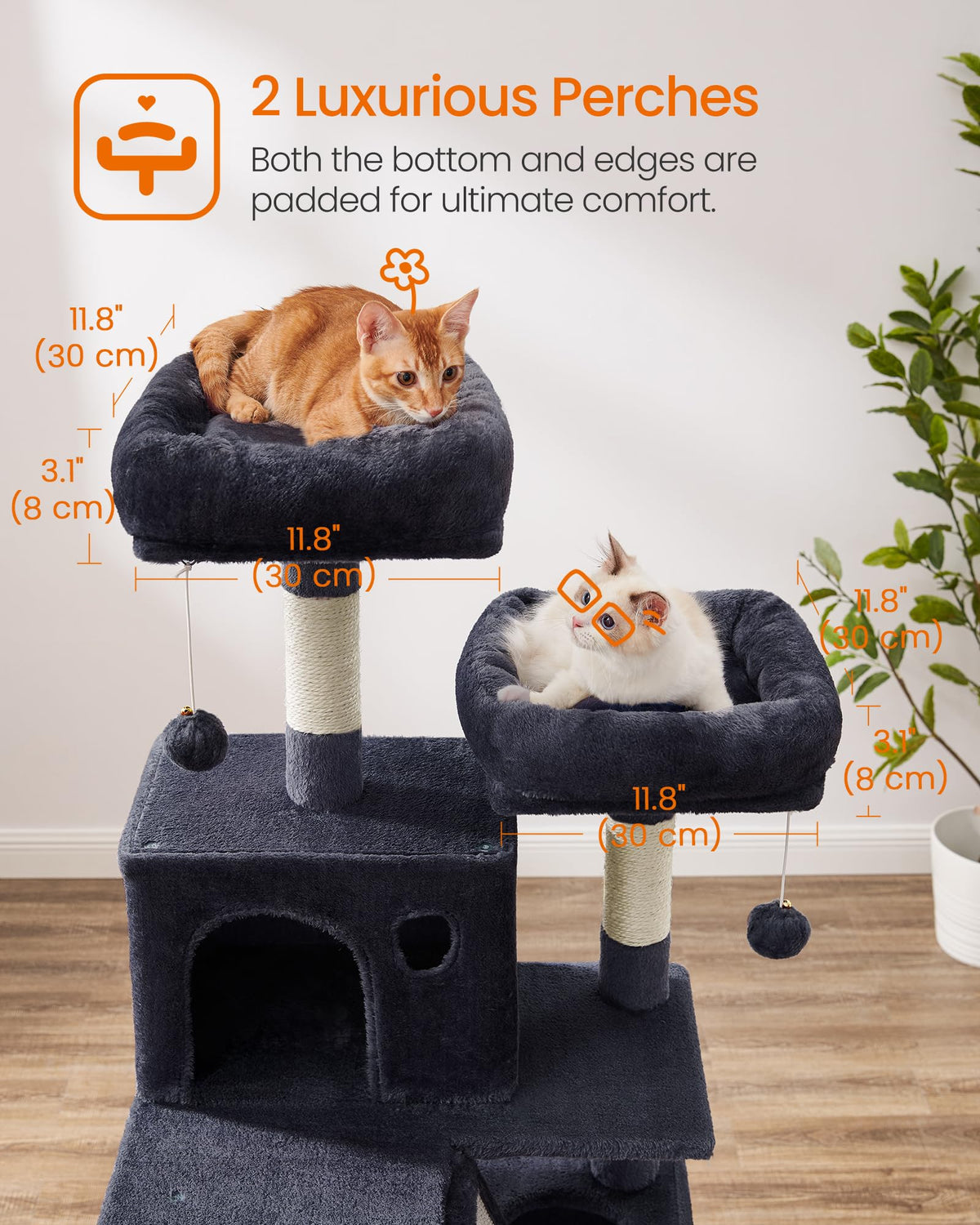 Cat Tree 66.1 (Smoky Gray / L (21.7"L x 17.7"W x 66.1"H))