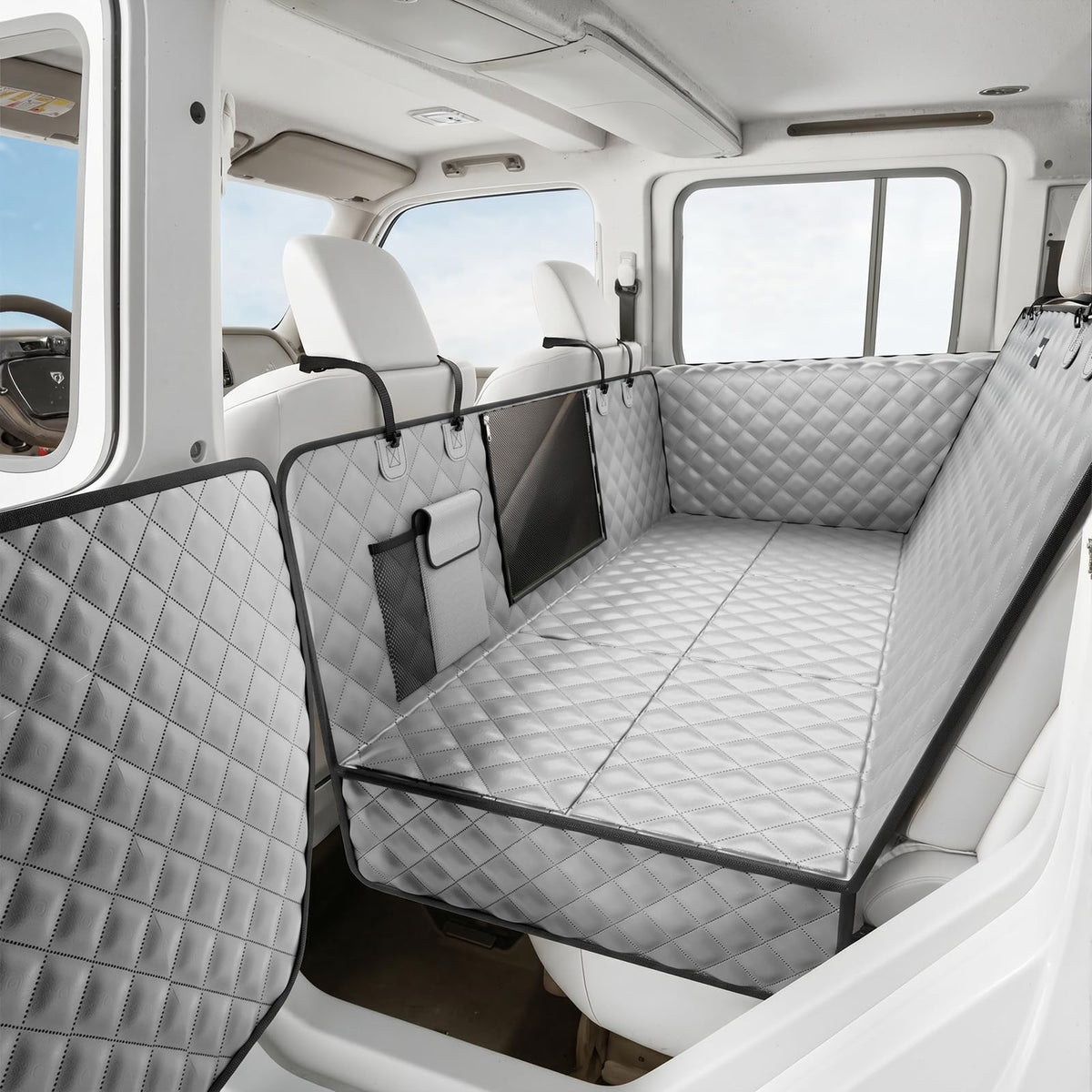 Back Seat Extender for Dogs 56.29 * 28.74 in (For Full Size Truck / Full Size SUV / full surrounded style (gray))