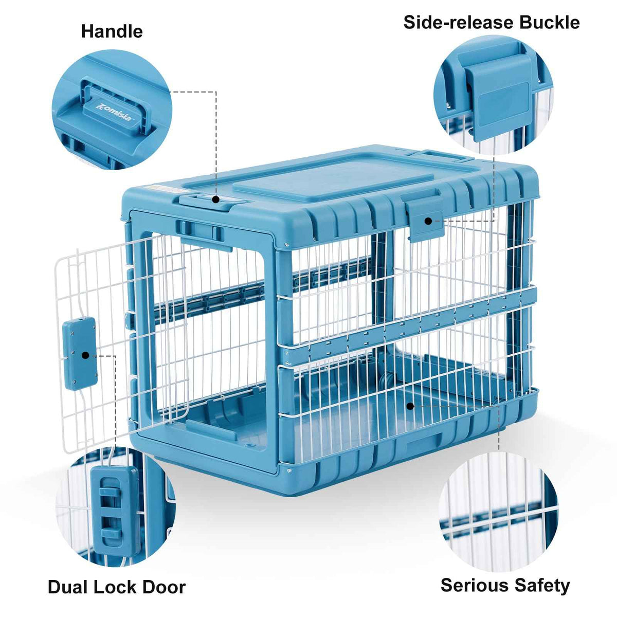 36" L Collapsible Dog Crate for Dogs (Blue / 36.42 x 24.2 x 26 in)