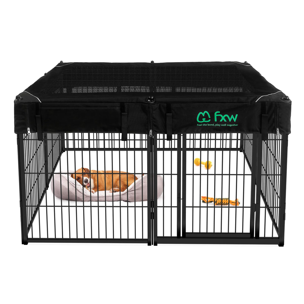 Homeplus Indoor Dog Playpen with Mesh Top Cover (Black / 32"H)
