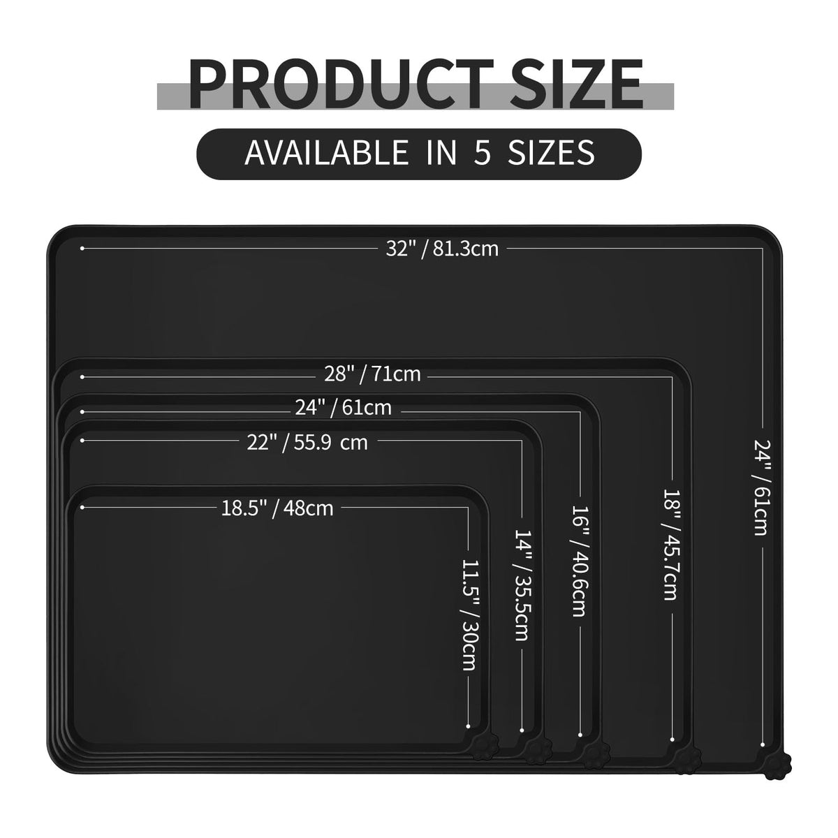 Silicone Pet Feeding Mat (Black / 32" x 24")
