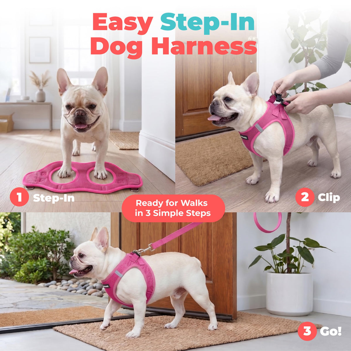 Voyager Step in Air Dog Vest Harness (Fuchsia / XL (Chest: 20.5 - 23"))